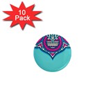 Blue Mandala 1  Mini Magnet (10 pack) 