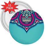 Blue Mandala 3  Buttons (10 pack) 