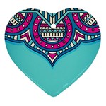 Blue Mandala Heart Ornament (Two Sides)