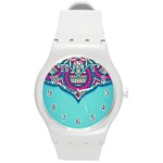 Blue Mandala Round Plastic Sport Watch (M)