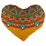 Sunshine Mandala Large 19  Premium Flano Heart Shape Cushions