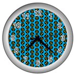 0059 Comic Head Bothered Smiley Pattern Wall Clock (Silver)