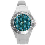 0059 Comic Head Bothered Smiley Pattern Round Plastic Sport Watch (L)