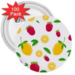 Strawberry Lemons Fruit 3  Buttons (100 pack) 