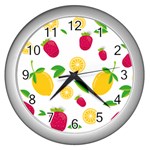 Strawberry Lemons Fruit Wall Clock (Silver)