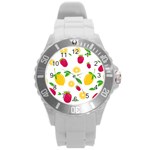 Strawberry Lemons Fruit Round Plastic Sport Watch (L)