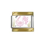Pink Flamingo Gold Trim Italian Charm (9mm)