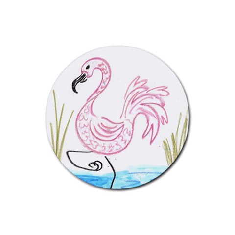 Pink Flamingo Rubber Round Coaster (4 pack) from UrbanLoad.com Front