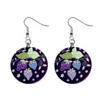 Strawberries on Lilac 1  Button Earrings