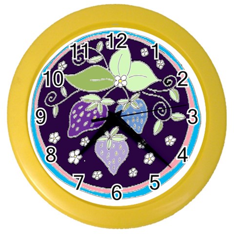 Strawberries on Lilac Color Wall Clock from UrbanLoad.com Front