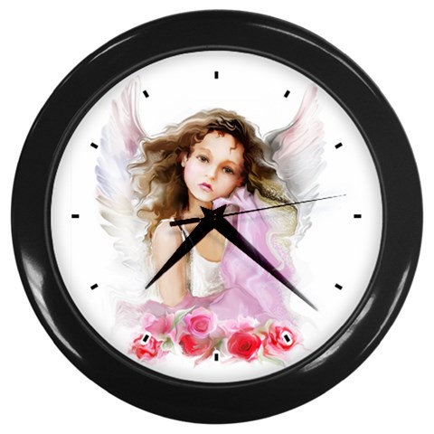 Angel Girl Wall Clock (Black) from UrbanLoad.com Front