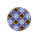 Shapes on a blue background                                                           Rubber Round Coaster (4 pack)