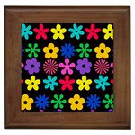 Colorful flowers on a black background pattern                                                            Framed Tile