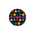 Colorful flowers on a black background pattern                                                            Golf Ball Marker (4 pack)