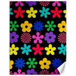 Colorful flowers on a black background pattern                                                            Canvas 12  x 16 
