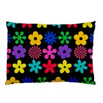 Colorful flowers on a black background pattern                                                            Pillow Case