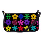 Colorful flowers on a black background pattern                                                            Shoulder Clutch Bag