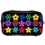 Colorful flowers on a black background pattern                                                            Toiletries Bag (Two Sides)