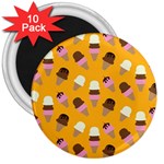 Ice cream on an orange background pattern                                                             3  Magnet (10 pack)