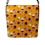 Ice cream on an orange background pattern                                                             Flap Closure Messenger Bag (L)