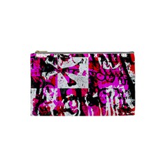 Pink Checker Graffiti  Cosmetic Bag (Small) from UrbanLoad.com Front