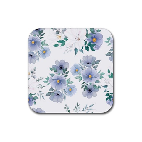 Floral pattern Rubber Coaster (Square) from UrbanLoad.com Front