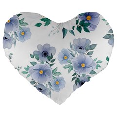 Floral pattern Large 19  Premium Heart Shape Cushions from UrbanLoad.com Front