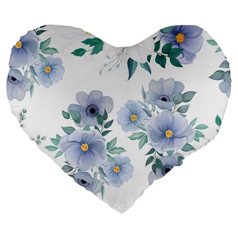 Floral pattern Large 19  Premium Flano Heart Shape Cushions from UrbanLoad.com Front
