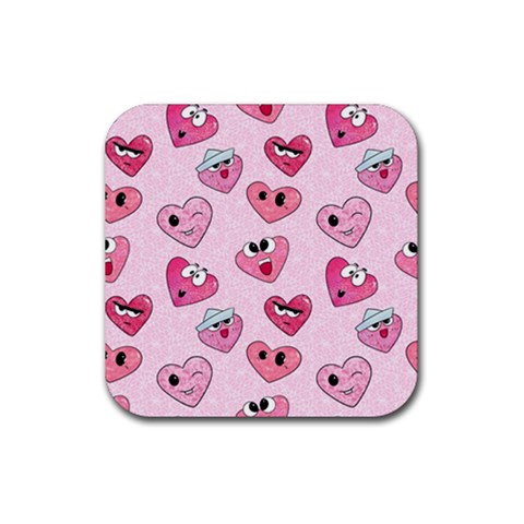 Emoji Heart Rubber Coaster (Square) from UrbanLoad.com Front