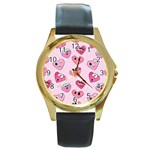 Emoji Heart Round Gold Metal Watch