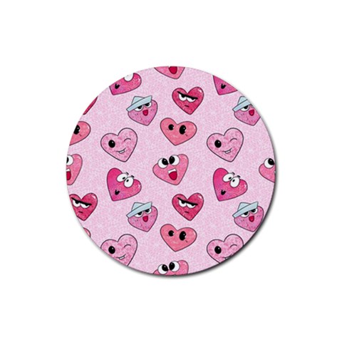 Emoji Heart Rubber Coaster (Round) from UrbanLoad.com Front