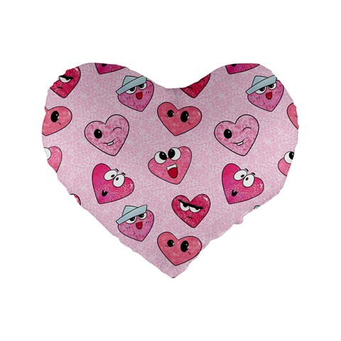 Emoji Heart Standard 16  Premium Flano Heart Shape Cushions from UrbanLoad.com Front