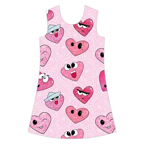 Emoji Heart Kids  Short Sleeve Velvet Dress from UrbanLoad.com Front