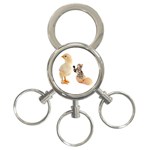 Kitten in an egg with chick 3-Ring Key Chain