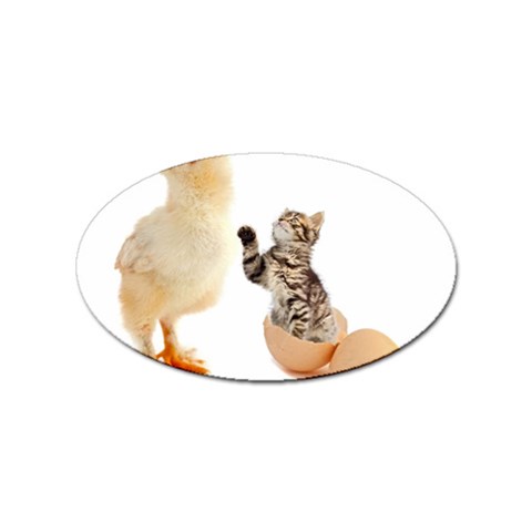 Kitten in an egg with chick Sticker Oval (10 pack) from UrbanLoad.com Front