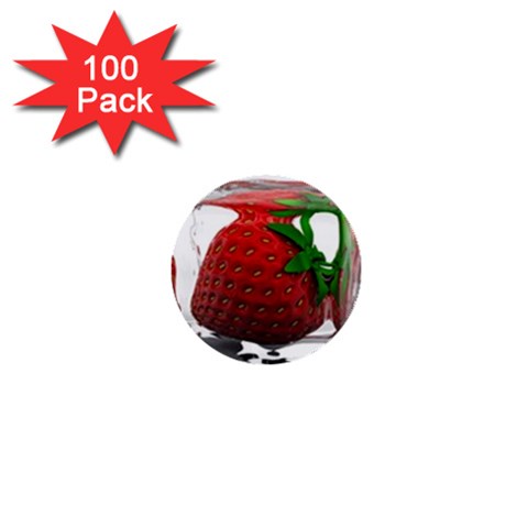 Strawberry Ice cube 1  Mini Button (100 pack)  from UrbanLoad.com Front