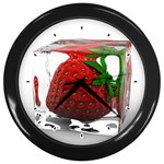 Strawberry Ice cube Wall Clock (Black)