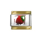 Strawberry Ice cube Gold Trim Italian Charm (9mm)