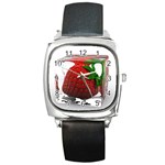 Strawberry Ice cube Square Metal Watch
