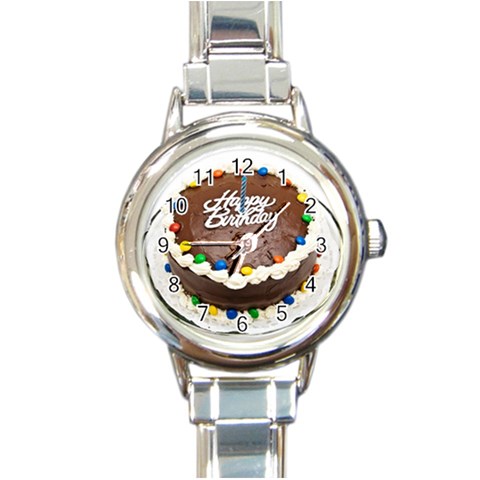 Birthday Cake Round Italian Charm Watch from UrbanLoad.com Front