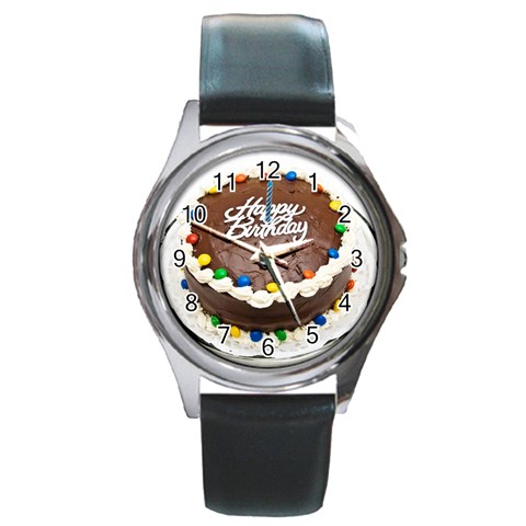 Birthday Cake Round Metal Watch from UrbanLoad.com Front