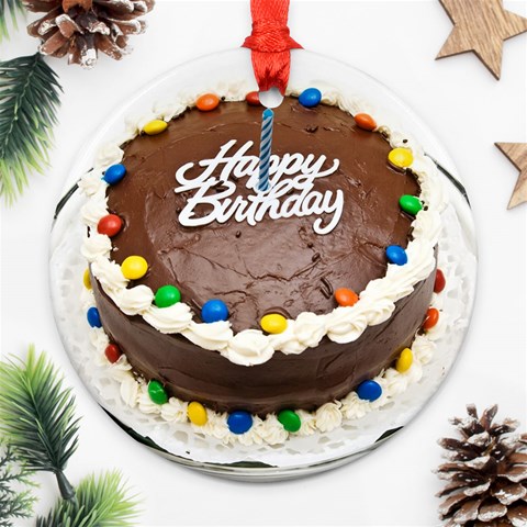 Birthday Cake Ornament (Round) from UrbanLoad.com Front