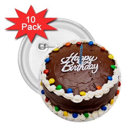 Birthday Cake 2.25  Button (10 pack) from UrbanLoad.com Front