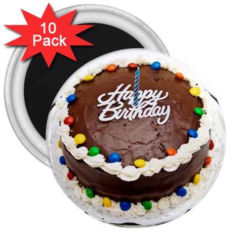Birthday Cake 3  Magnet (10 pack) from UrbanLoad.com Front