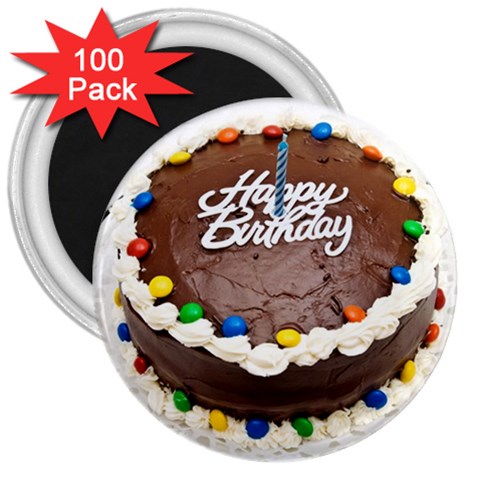 Birthday Cake 3  Magnet (100 pack) from UrbanLoad.com Front