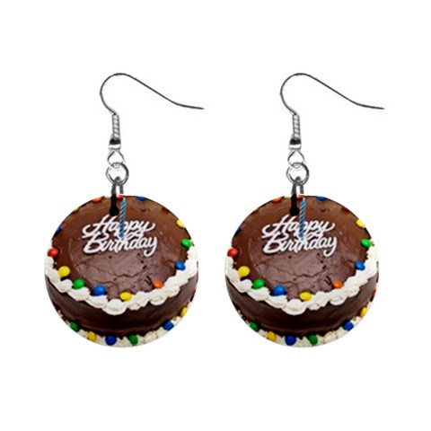 Birthday Cake 1  Button Earrings from UrbanLoad.com Front