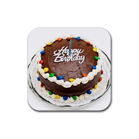 Birthday Cake Rubber Coaster (Square) from UrbanLoad.com Front