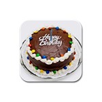 Birthday Cake Rubber Square Coaster (4 pack)