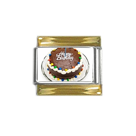 Birthday Cake Gold Trim Italian Charm (9mm) from UrbanLoad.com Front