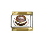 Birthday Cake Gold Trim Italian Charm (9mm)